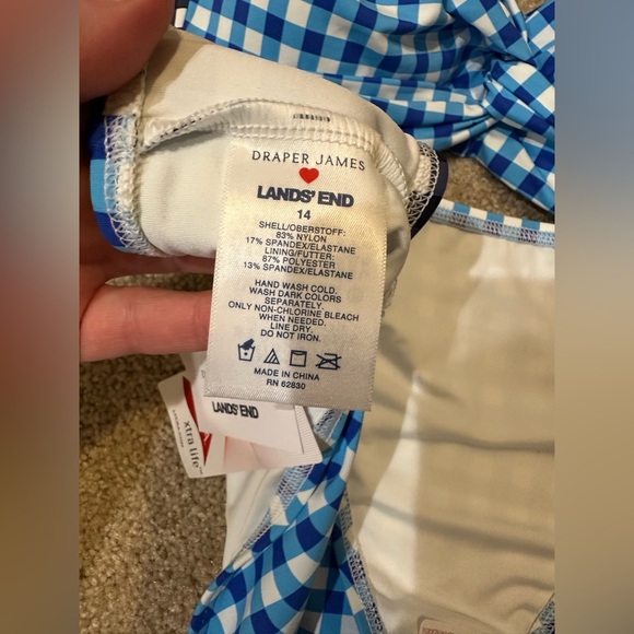 NWT Draper James x Lands' End Blue Gingham Swim Set Size 14 - Picture 10 of 13
